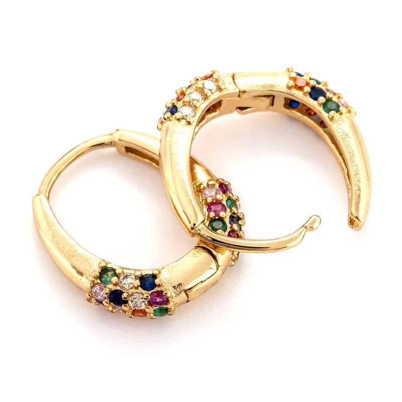 Colorful CZ Hoop Drop Earrings