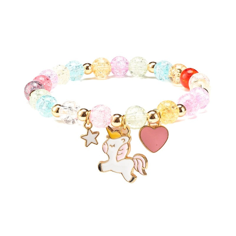 Bracelet fantaisie pour enfant avec breloques licorne étoile cœur