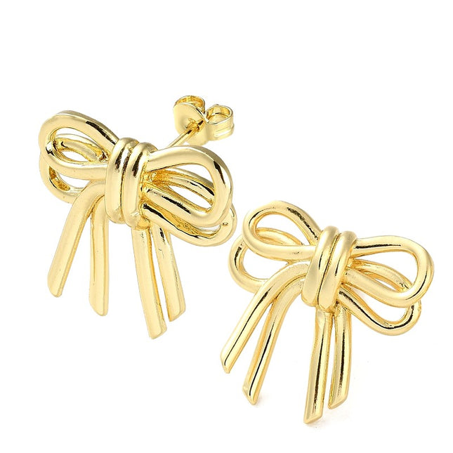 Boucles d'oreilles jolie nœud dorées à l'or fin