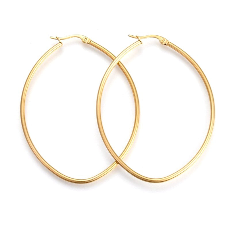 Women's stainless steel earrings Fine oval hoop earrings