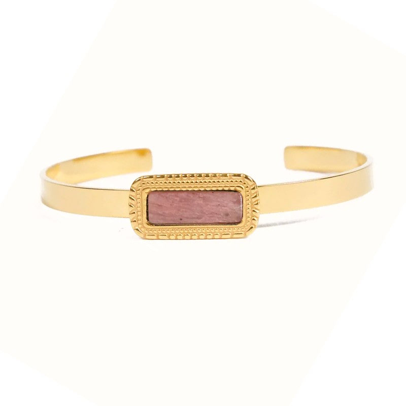 Pulsera de mujer - Brazalete Sophia de acero inoxidable con piedras naturales del sol