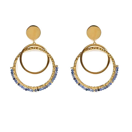 Boucles d'oreilles pendantes Laurie acier inoxydable pierres naturelles cordiérite Boucles d'oreilles pierres naturelles Bijouxmode