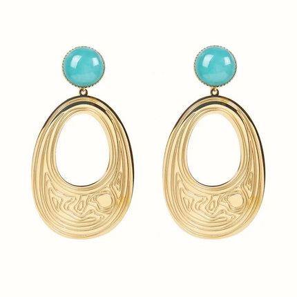 Boucles d'oreilles pendantes Marie acier inoxydable pierres naturelles amazonite Boucles d'oreilles pierres naturelles Bijouxmode