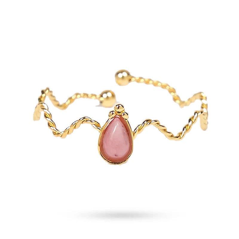 Bagues pour femme acier inoxydable Lina pierre naturelle rhodochrosite