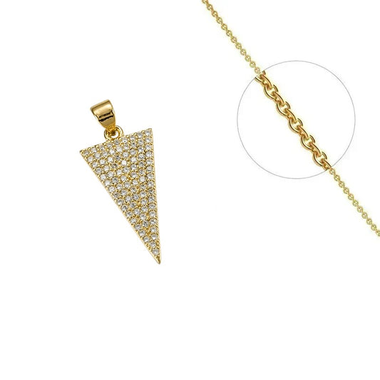 Collier chaîne et pendentif triangle avec des zirconiums blancs sertis