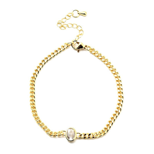 Bracelet souple or pendant ovale blanc