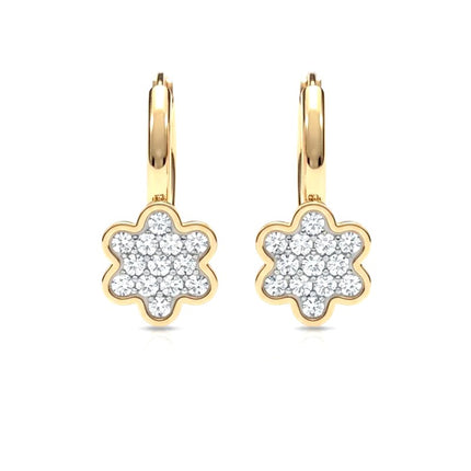 Women's stainless steel flower hoop earrings