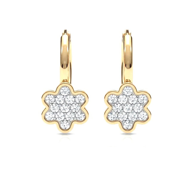 Women's stainless steel flower hoop earrings