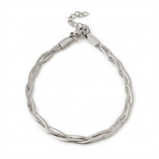 bracelet acier inoxydable entrelacé argenté
