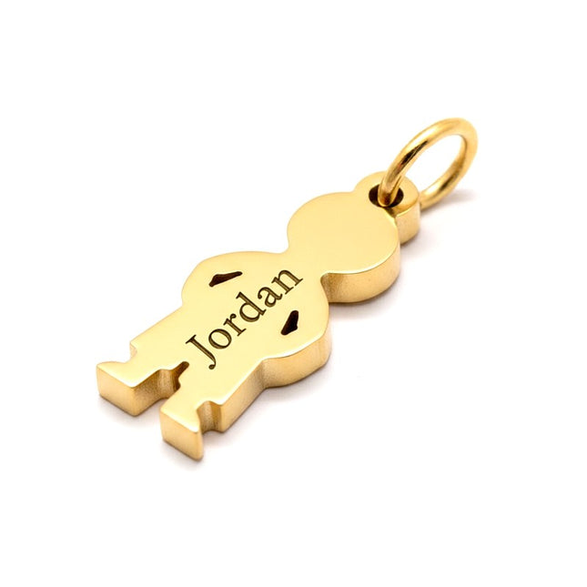 Pendentif breloque acier doré à personnaliser petit garçon gravure offerte