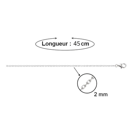 Set of 10 silver-plated steel curb chains, 45 cm - 2 mm