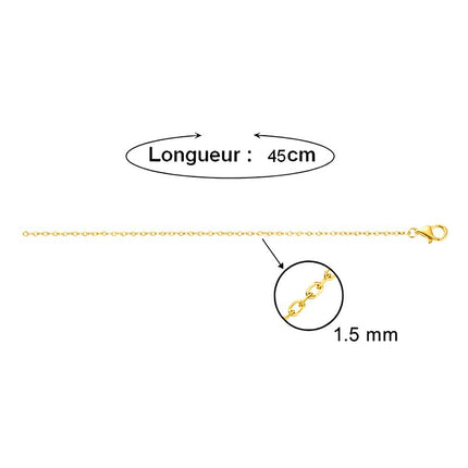 Set of 10 316 stainless steel curb chain links, gold-plated, 45 cm - 1.5 mm