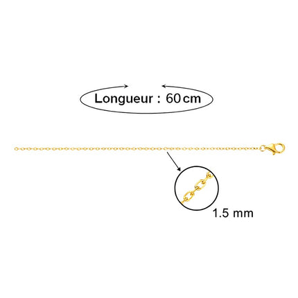Set of 10 women's chains - Gold curb link 60 cm - 1.5 mm
