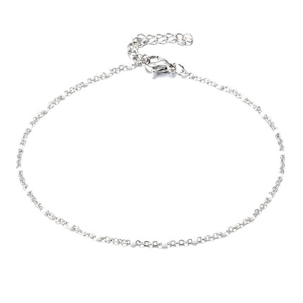White enamelled stainless steel ankle chain