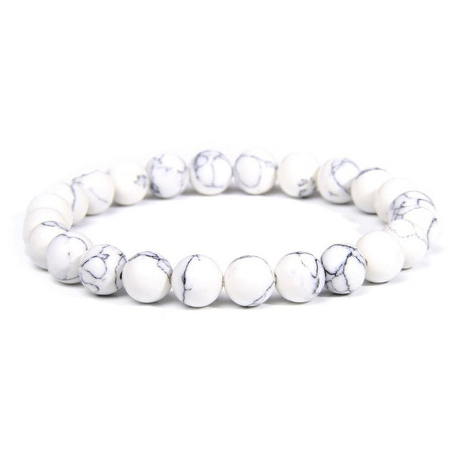 Bracelet pour Homme ou Femme - Pierre naturelle 6mm - Howlite