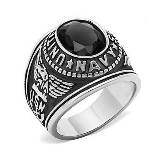 316 Steel Ring - Silver color - Chevaliere 'Navy'