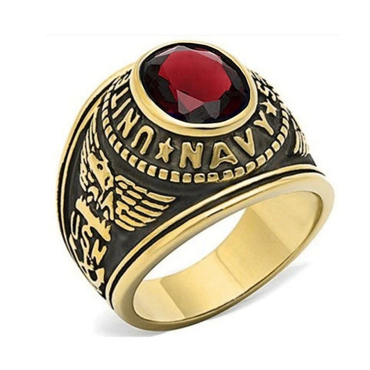 316 Steel Ring - Gold Color - Chevaliere 'Navy'
