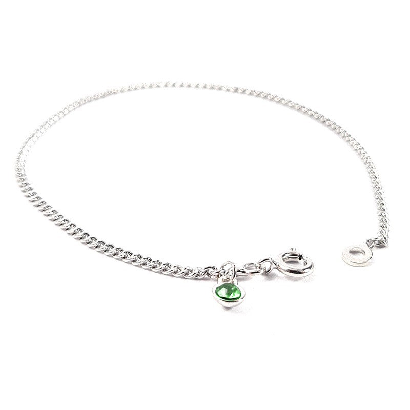 Bracelet rhodié pour femme chaîne avec breloque vert