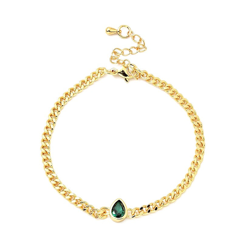 Bracelet souple or  pendant vert