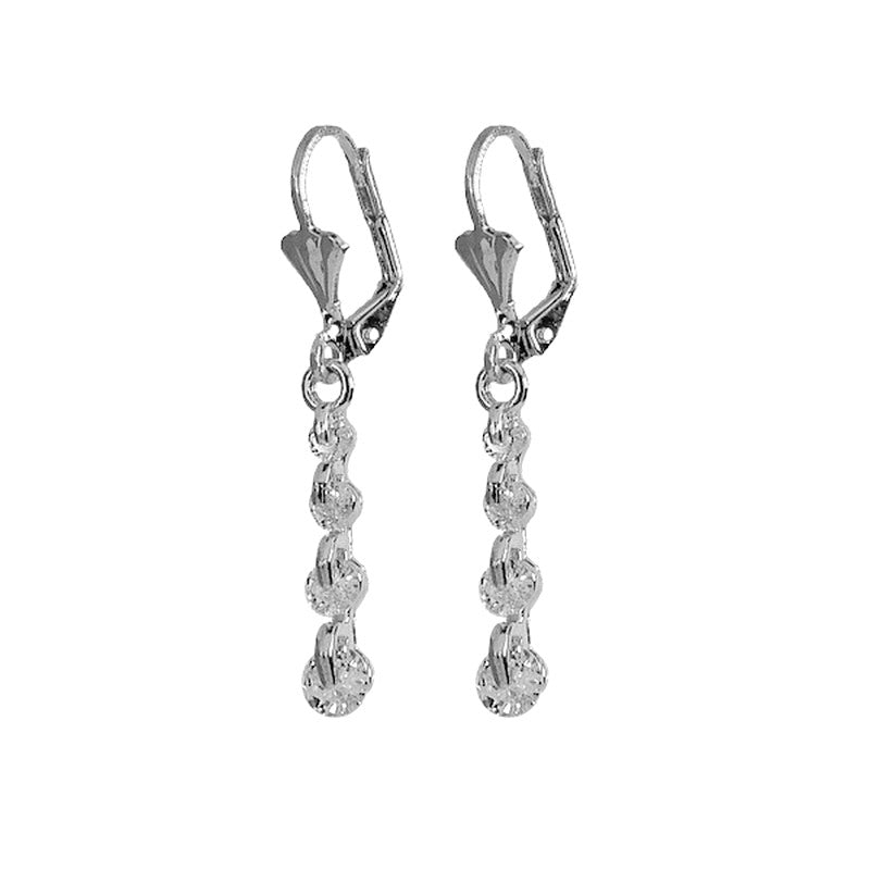 Boucles d'oreilles rhodiées lignée de zirconiums blanc