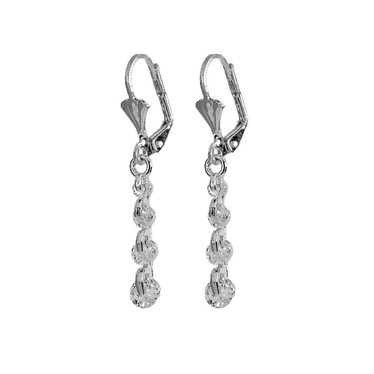 Boucles d'oreilles rhodiées lignée de zirconiums blanc