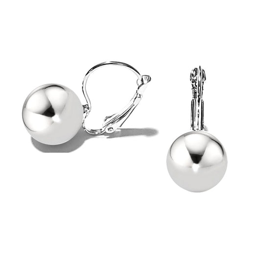 Rhodium-plated ball earrings