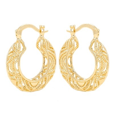 Boucles d'oreilles pour femme - Petites créoles ronde ciselé