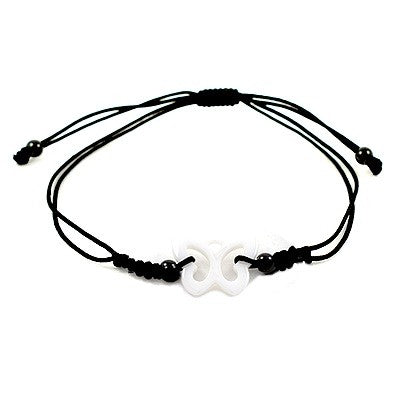 Bracelet cordon céramique - Papillon blanc