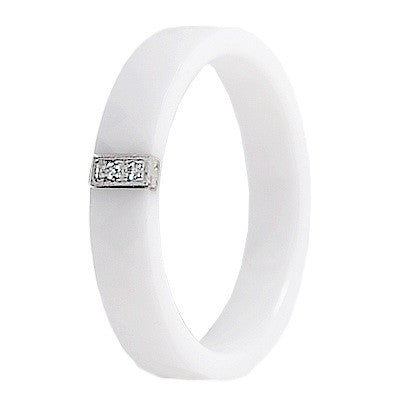 Bague en céramique Anneau facetée blanc cz – Bijouxmode