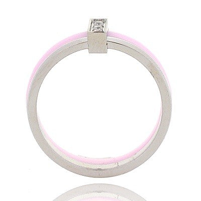 Bague en céramique pour Femme - Rose et argentée - cz Bijouxmode