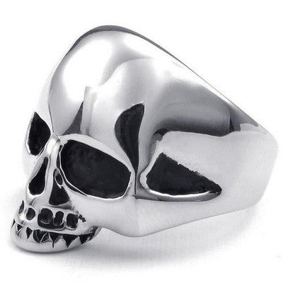 Bague en Acier 316 - Couleur argenté - Demi ' Tête de mort ' Papybiker66