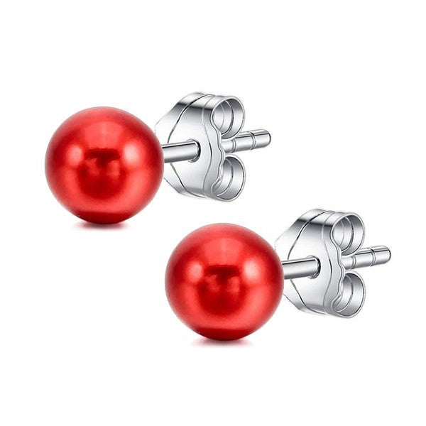 Boucles d'oreilles céramique - Puces - Couleur rouge