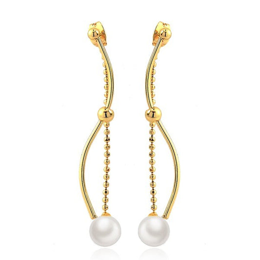 Boucles d'oreilles pour femme - Ajourés de perles blanches