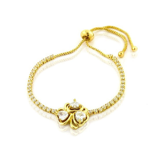 Bracelet pour femme souple - Petits coeurs ajourés de strass blancs