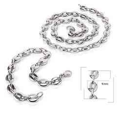 Parure pour Homme - Grain de café ( 9mm ) - Couleur Argenté Bijouxmode