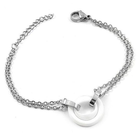 Bracelet acier céramique pour femme - Cercle blanc