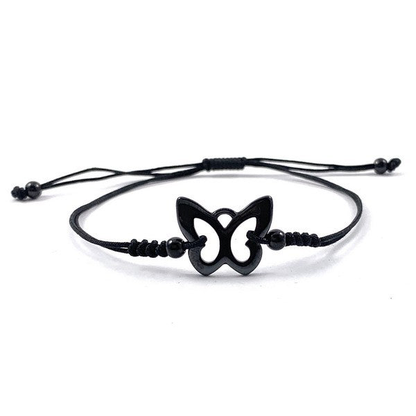 Bracelet cordon céramique - Papillon noir 