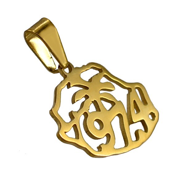 Pendentif mixte - Acier 316 doré - 974