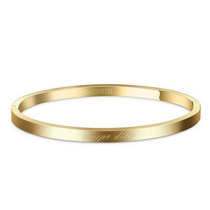 Bracelet message en acier pour femme - Couleur doré - ' Carpe diem ' Bijouxmode