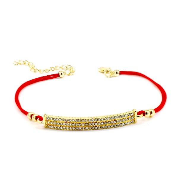 Bracelet pour femme - Cordons rouges - cz blanc