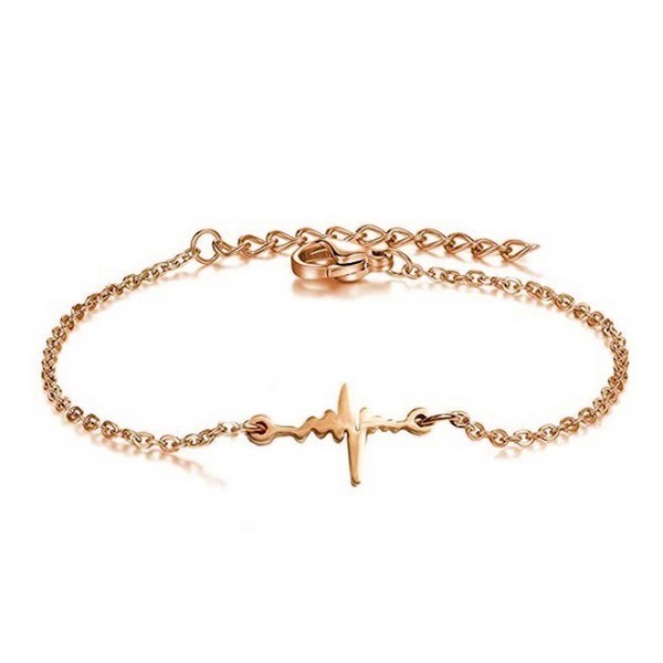 Bracelet en Acier 316 - Battement de coeur - Couleur Or rose Bijouxmode