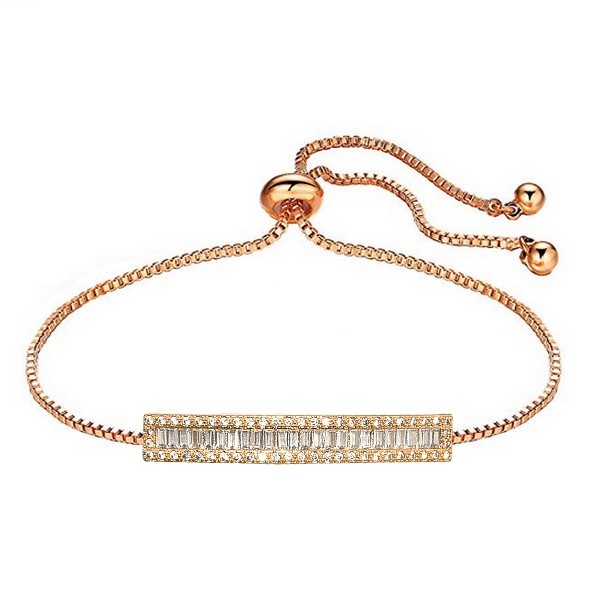 Bracelet pour femme - Couleur or rose pierres serties - Plaque serti Bracelets plaqué or Bijouxmode