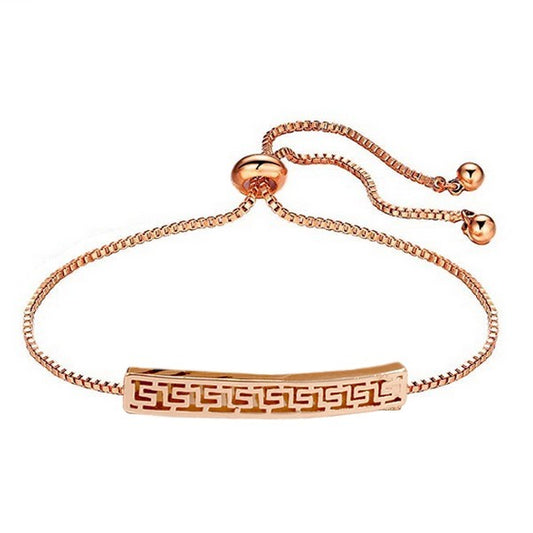 Bracelet pour femme - Couleur or rose - Clé grecque