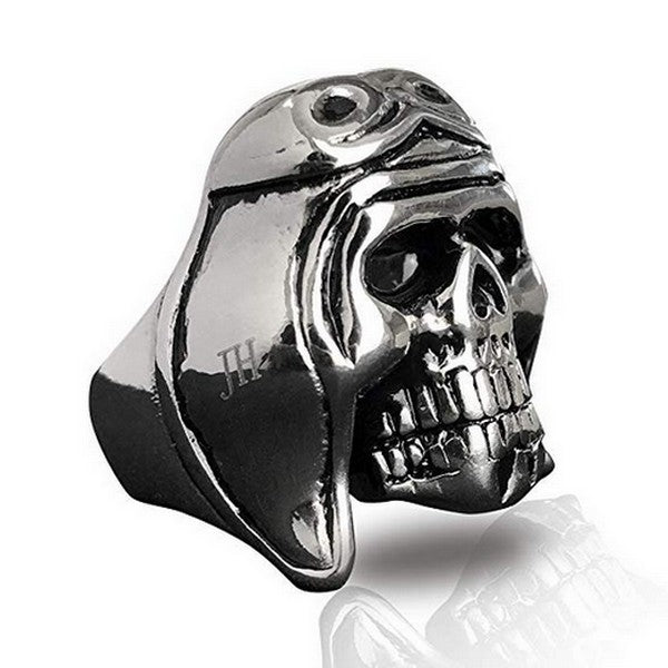 Bague acier 316 Couleur Argent Aviateur initial JH Johnny