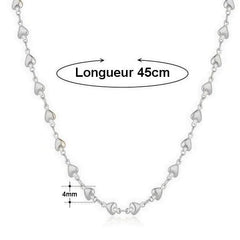 Lot de 6 Chaînes colliers rhodié petits cœurs Bijouxmode 