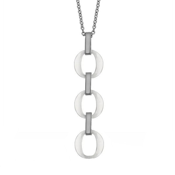 Collier acier et ceramique pour femme - Triple anneaux Bijouxmode