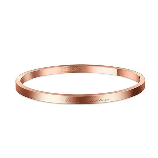 Bracelet en acier pour femme - Couleur or rose - ' Merci maitresse '