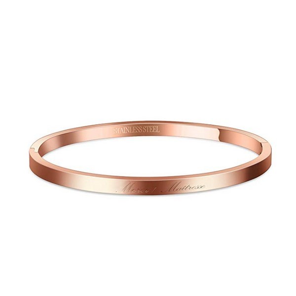 Bracelet en acier pour femme - Couleur or rose - ' Merci maitresse ' Bijouxmode
