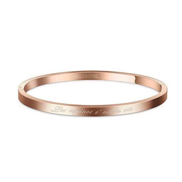 Bracelet en acier pour femme - Couleur or rose - ' Les copines c'est la vie ' Bijouxmode