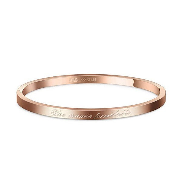 Bracelet en acier pour femme - Couleur or rose - ' Une mamie formidable '